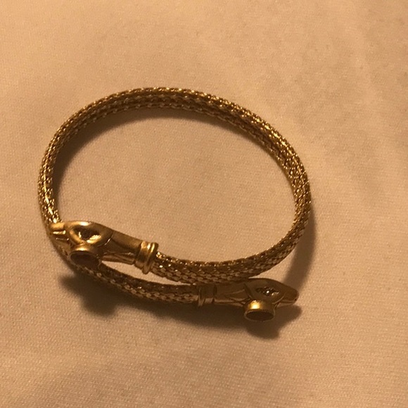 Double Headed Snake Coiled Bangle Bracelet - Picture 9 of 14